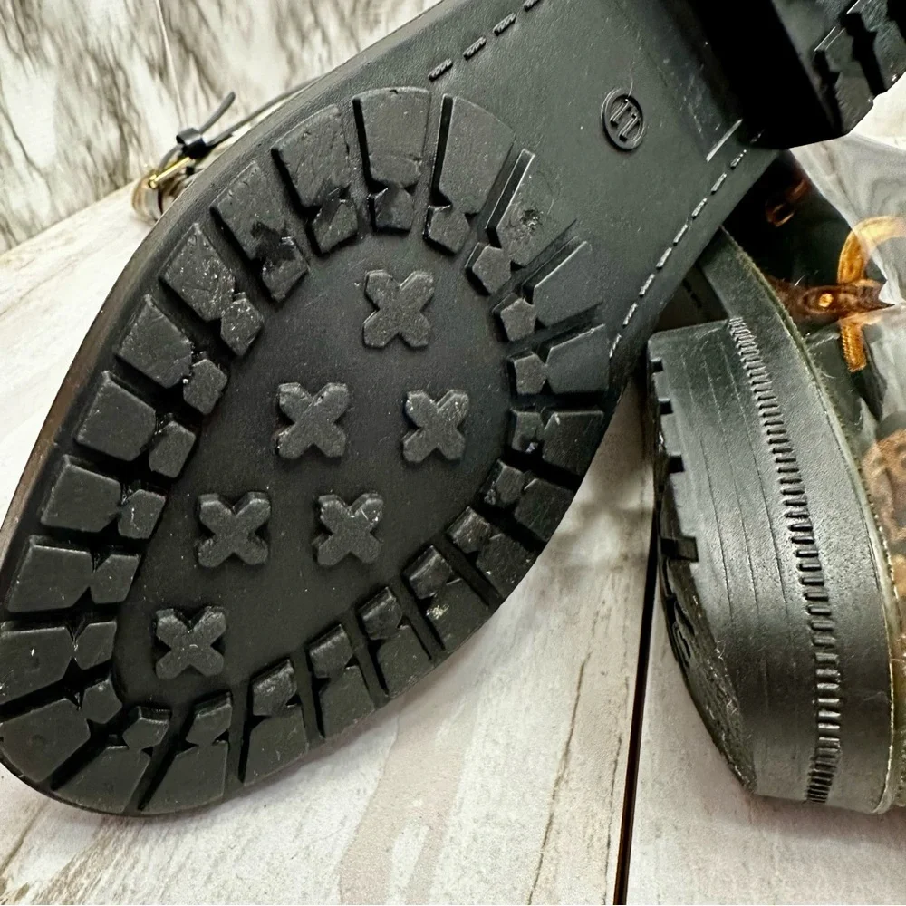 Ralph Lauren Black Gold Chain Horse Tack Pattern Rubber Rain Boots Farmcore